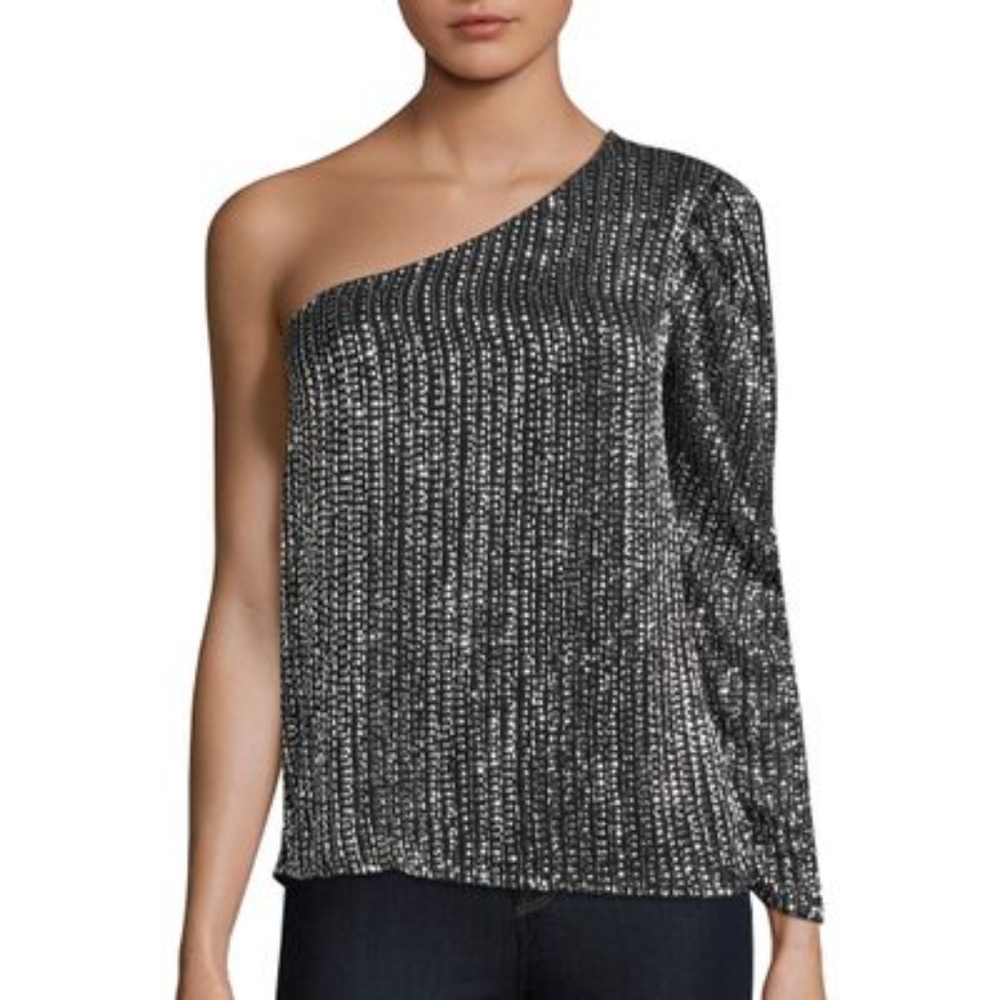 Parker one shoulder sequin blouse